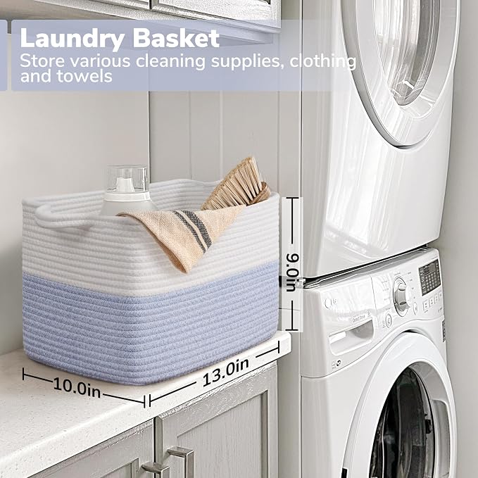 Goodpick Woven Storage Basket for Shelves, Light Blue | Stylish Gift Basket for - Image 3