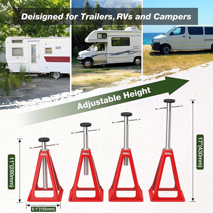SHALL RV Stabilizer Jacks, Single Support up to 7500 Lbs, RV Leveling Screw Jack - Image 3
