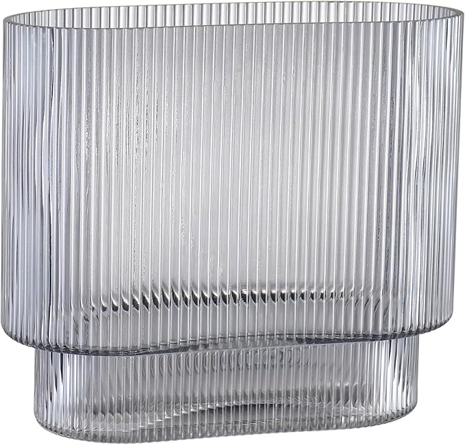 Ribbed Glass Vase, Fluted Short Vases by YANWE