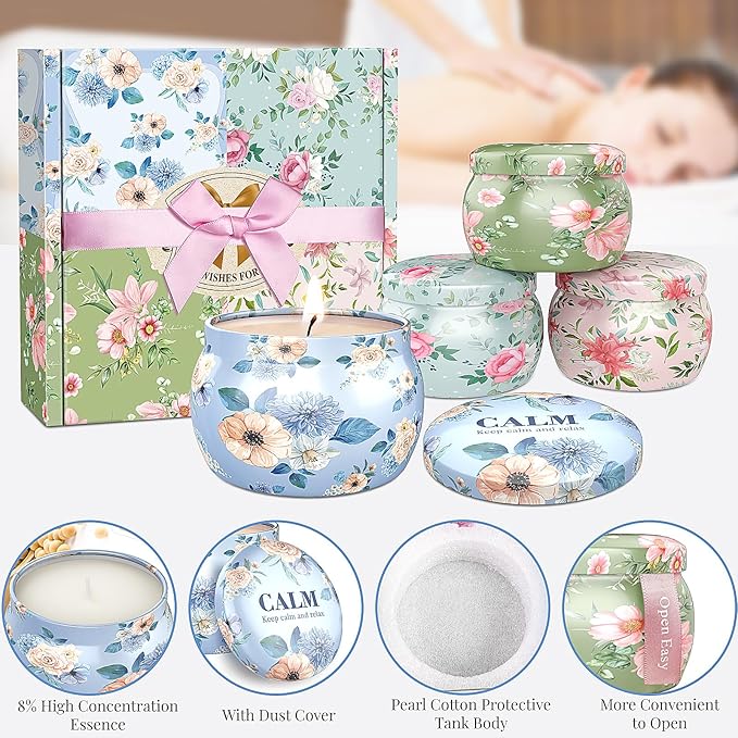 BlissfulOasis Scented Candles Set, 17.6 oz 4 Pack Home Scented Candles - Image 4