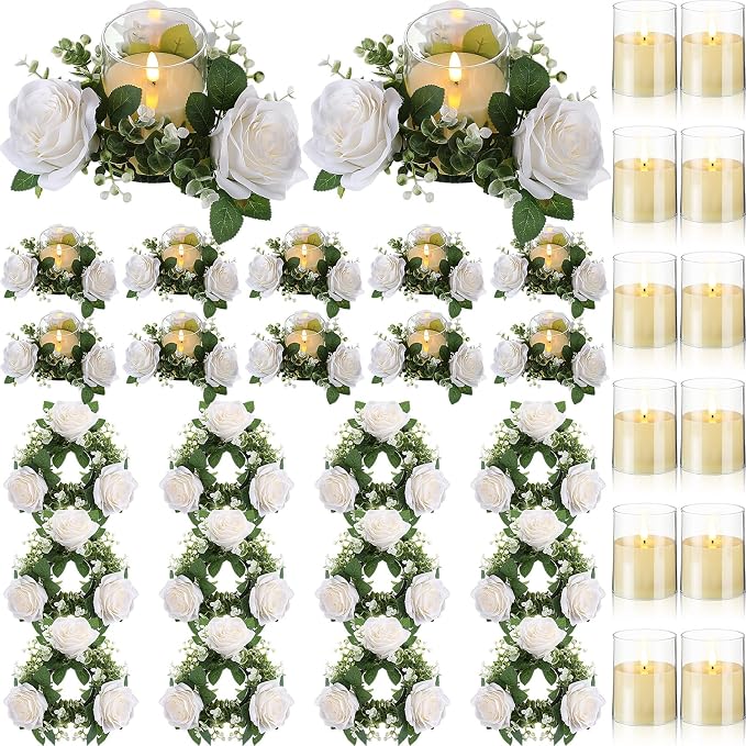Yunlly 12 Pcs Rose Candle Rings by Yunlly