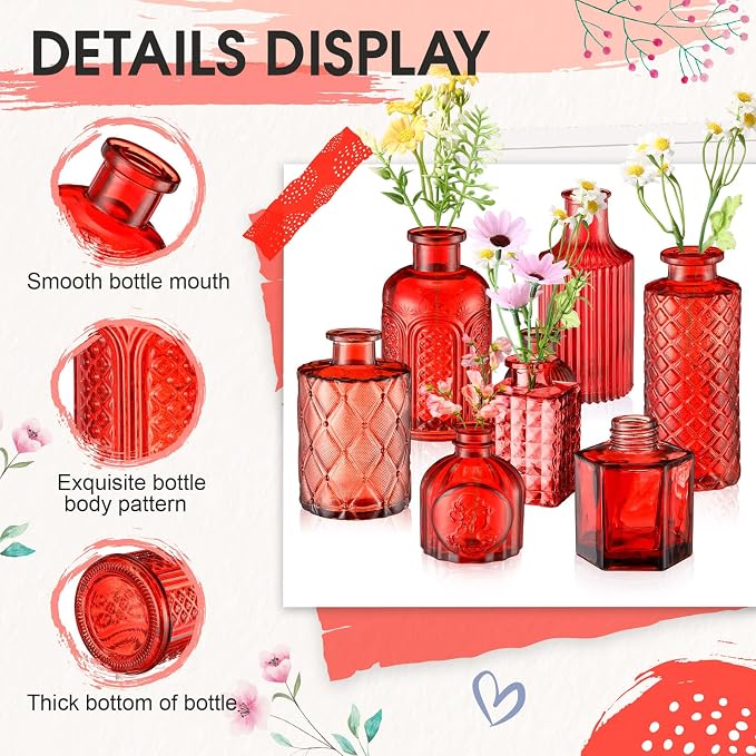 Yaomiao 30 Pcs Glass Bud Vases Centerpieces, Mini Colored Flower Vase - Image 4