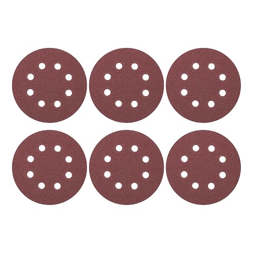 HARFINGTON 25 Pcs 5 Inch Sanding Discs 80 Grit Red Aluminum Oxide 8 Hole | Hook by HARFINGTON