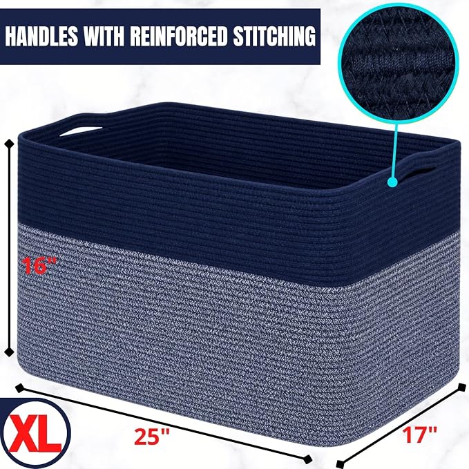 112L Extra Large Blanket Basket Holder Living Room, Dog Toy Organizer Bin Box - Image 3