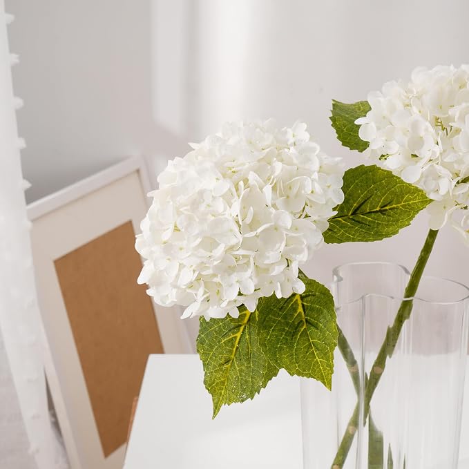 21" Real Touch White Hydrangea Artificial Flowers - Image 7