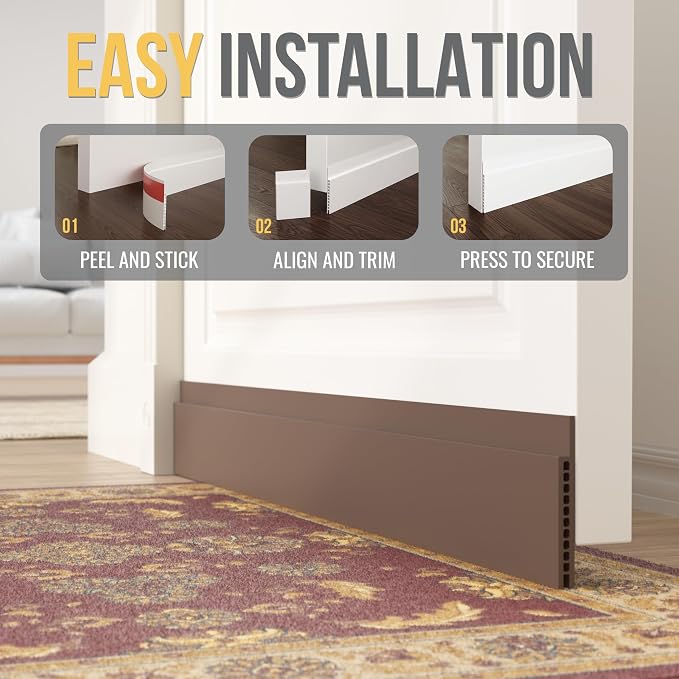 Door Draft Stopper for Huge Gap，3" W x 39" L Adjustable Widened Under Door Seal - Image 6