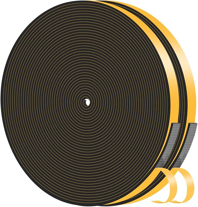 Weather Stripping, High Density CR, Strong Adhesive, 1/2 in x 1/16 in x 66Ft | by MIKONIYA