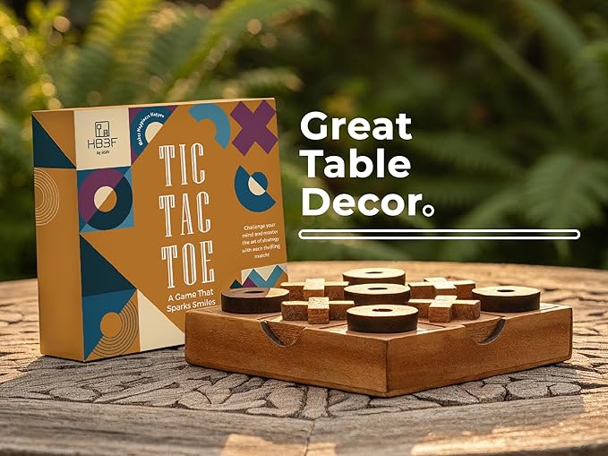 BSIRI Wooden Tic Tac Toe Game Coffee Tabletop XO Blocks Ideal - Image 6