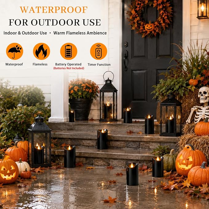 Flameless Candles 3"D X 6"H Set of 12 Outdoor Indoor Ivory Pillars Battery - Image 3