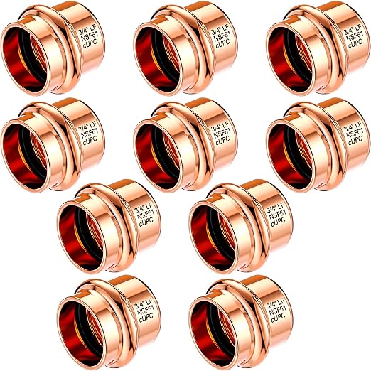 Therwen 10 Pcs 3/4-inch Copper Pipe Press Fittings, 90 Degree Elbow Coupling by Therwen