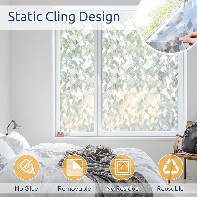 rabbitgoo Window Privacy Film, Crystal Icicles, 35.4" x 78.7" | Stained Glass - Image 4