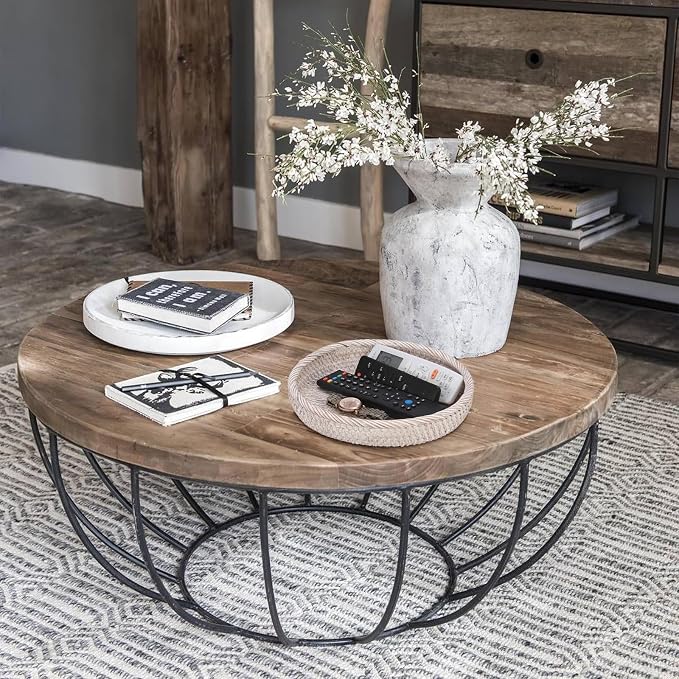 Hipiwe Key Basket Bowl for Entryway 10" Round Woven Wicker Serving Tray | - Image 4