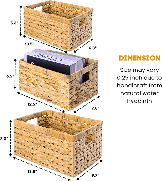 M4DECOR Set of 6 Rectangular Wicker Storage Baskets - Image 2