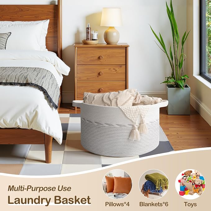OIAHOMY 90L Extra Large Blanket Basket - Image 3