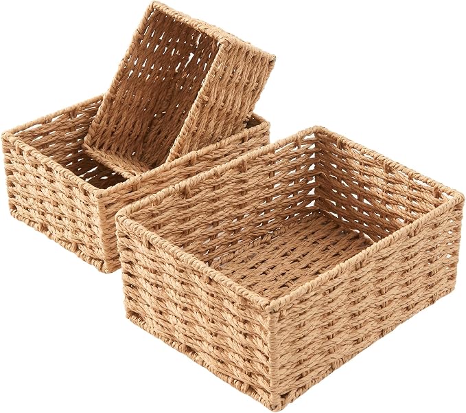 Small Wicker Basket for Organizing, Woven Storage Basket Sets of 3 | Handwoven - Image 7