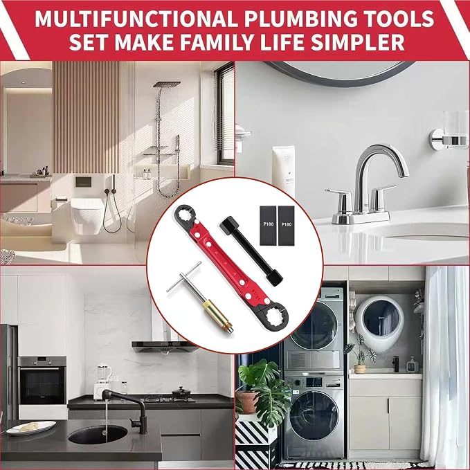 5Pcs Plumbing Tools Kit with Angle Stop Wrench & 1/2-Inch Compression Sleeve - Image 5