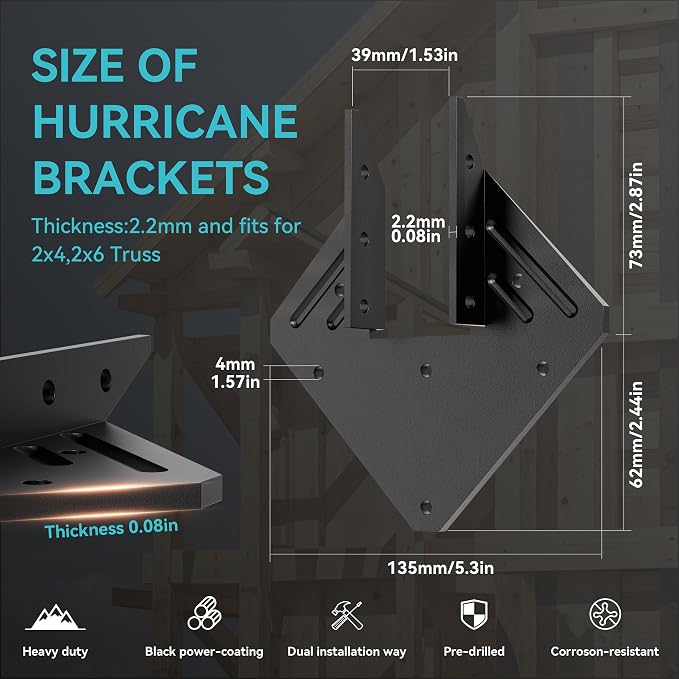 10 PCS Heavy Duty Black Hurricane Ties - Image 3