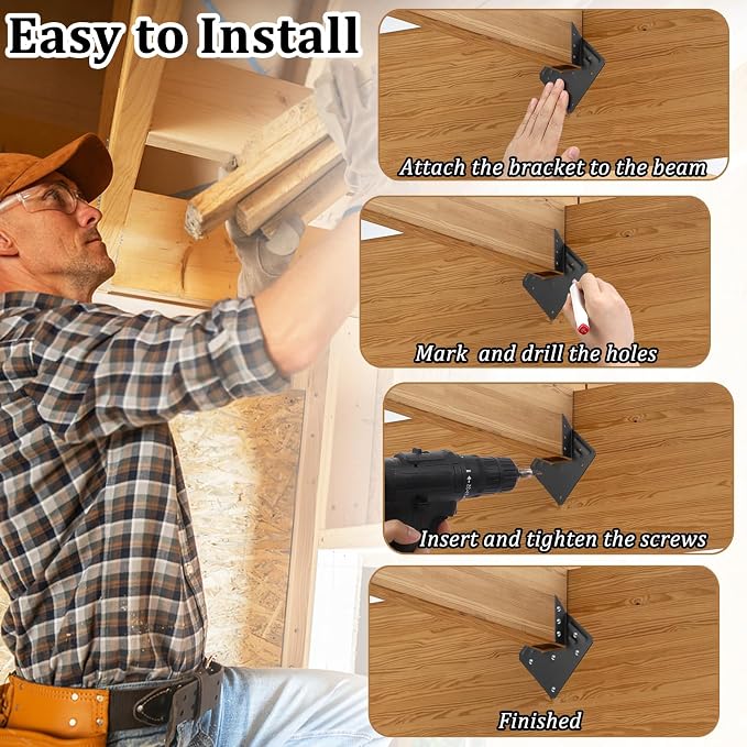 25 PCS Joist Hanger 2x6, 13-Gauge Heavy Duty Hurricane Ties-2.2mm Thickness | - Image 5