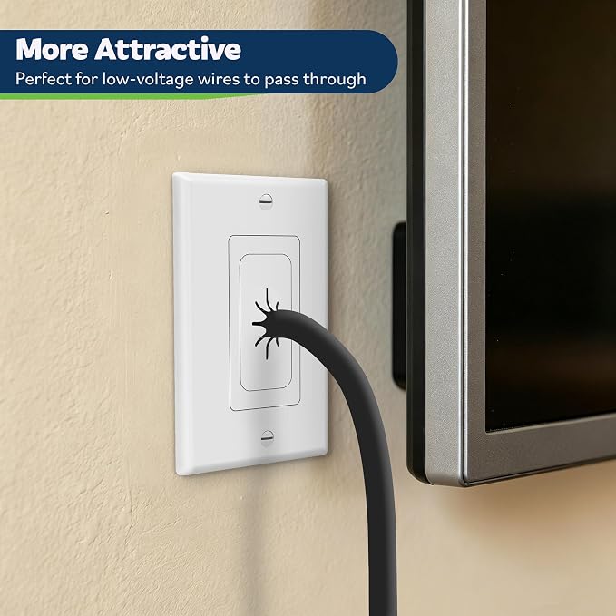 TOPGREENER 1-Gang Flexible Rubber Cable Pass-Through Wall Plate, wall-mount TVs - Image 3