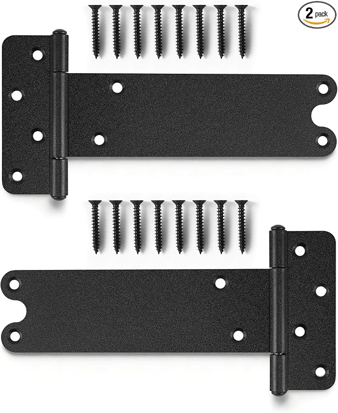 8 inch Gate Hinges, 300Lbs Capacity, Matte Black, Wrought Hardware by DurabilityandElegance
