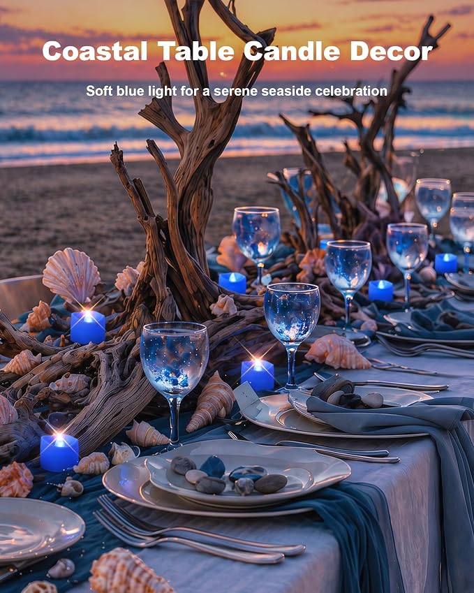 Homemory 50-Pack Blue Flameless Battery Tea Light Candles, 200+ Hours | - Image 4
