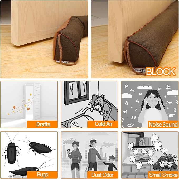 TORRAMI 32" Door Draft Stopper Under Bottom Insulation Noise Air Stopper 2.36LB - Image 5