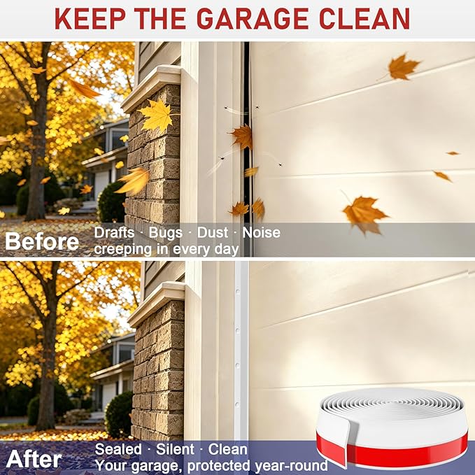 Garage Door Seal Top and Sides - 40 Ft Garage Door Weather Stripping Side Seal - Image 4