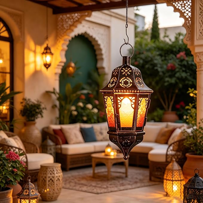 Ramadan Lantern Decorative Indoor & Outdoor, Metal Christmas Moroccan Candle - Image 2