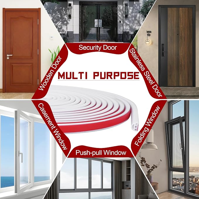 40Ft EPDM Rubber Weather Stripping Door Seal, Self-Adhesive Rubber Window Seal - Image 6