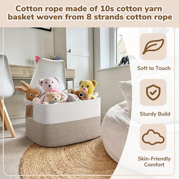 Goodpick 75L Extra Large Woven Rope Blanket Basket, Light Brown | 22" × 17" × - Image 5