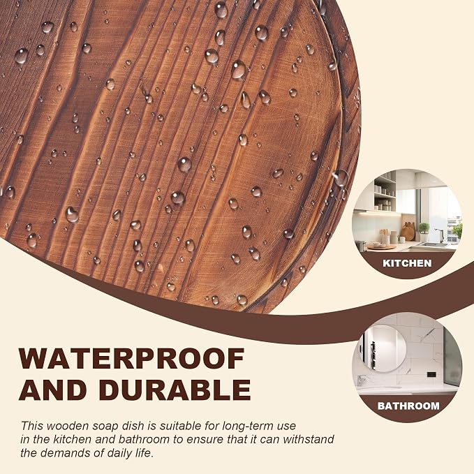 DEBETOOL Round Rustic Wood Decorative Tray | Farmhouse Bathroom Counter Tray & - Image 3