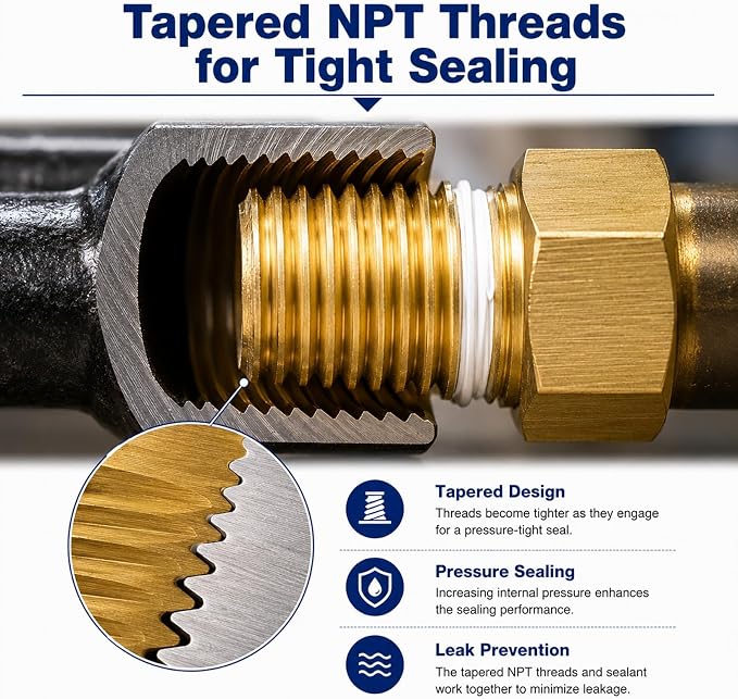 4PCS 3/8" NPT Male to 1/4" NPT Female Brass Hex Bushing Reducer Adapter | NPT - Image 3