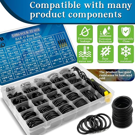 ZDBB 1086 Pcs SAE Standard O Ring Kit Nitrile Rubber O-Rings Assortment - Image 5