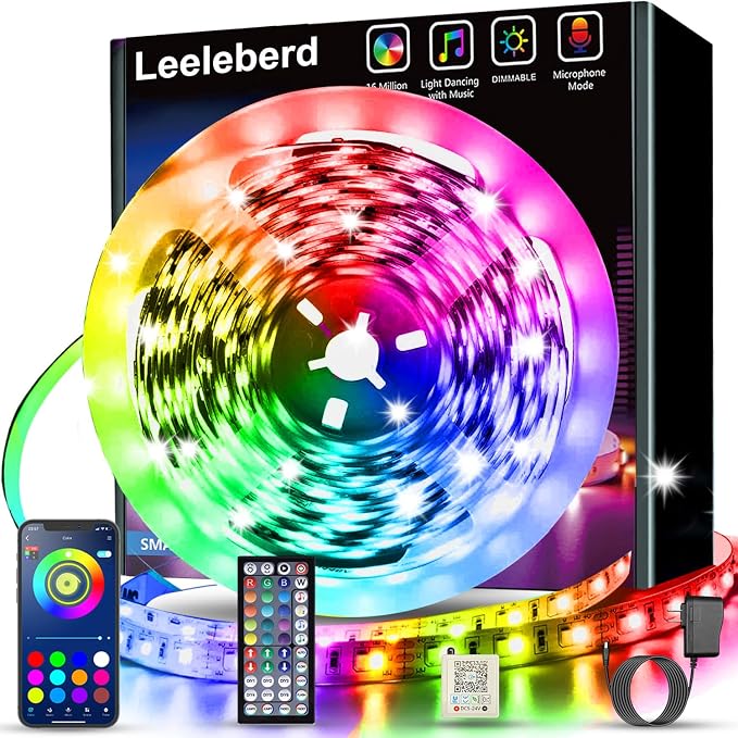32.8ft Led Strip Lights Smart App Music Sync Color Changing RGB Led Light by Leeleberd