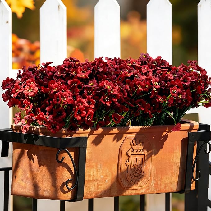 ColoPlay 24 Bundles Burgundy Artificial Flowers - Image 6