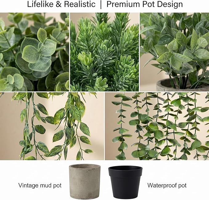 Artificial Hanging Plants 5 Pack – Small Fake Potted Ivy Plants - Image 6