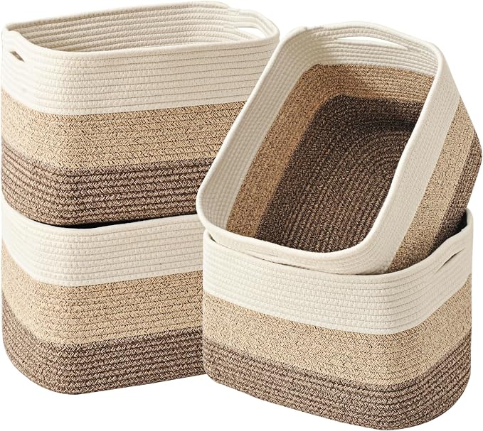 ICERZCZ Storage Baskets for Organizing & Shelves, Woven Cotton Rope by ICERZCZ