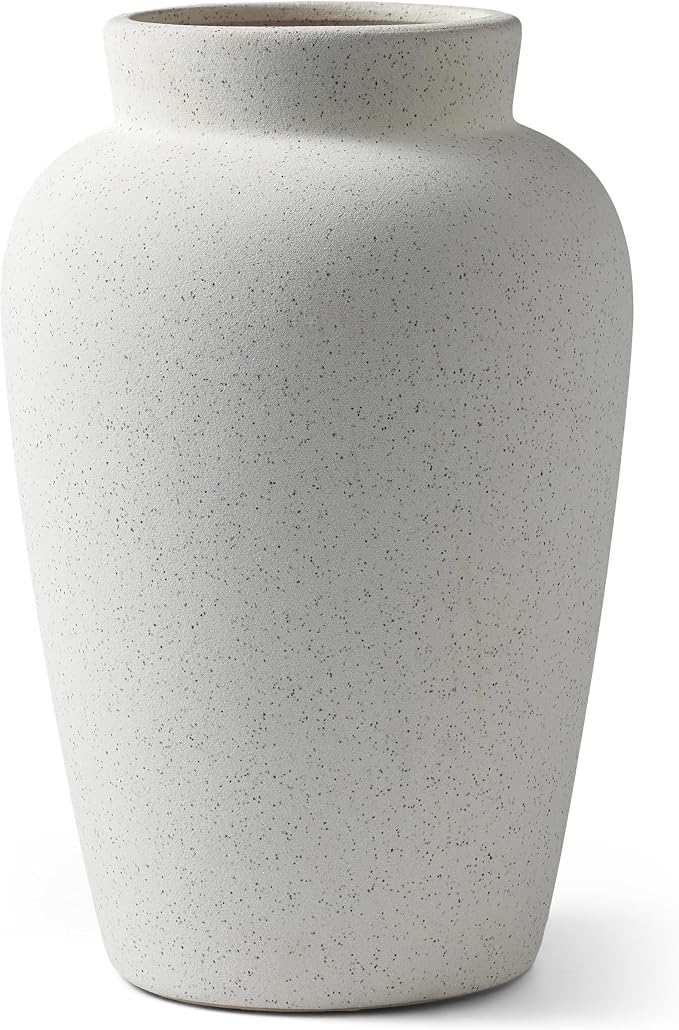 9.5 Inch Ceramic Flower Vase, Modern Farmhouse Rustic Home Decor, Dining Table - Image 9