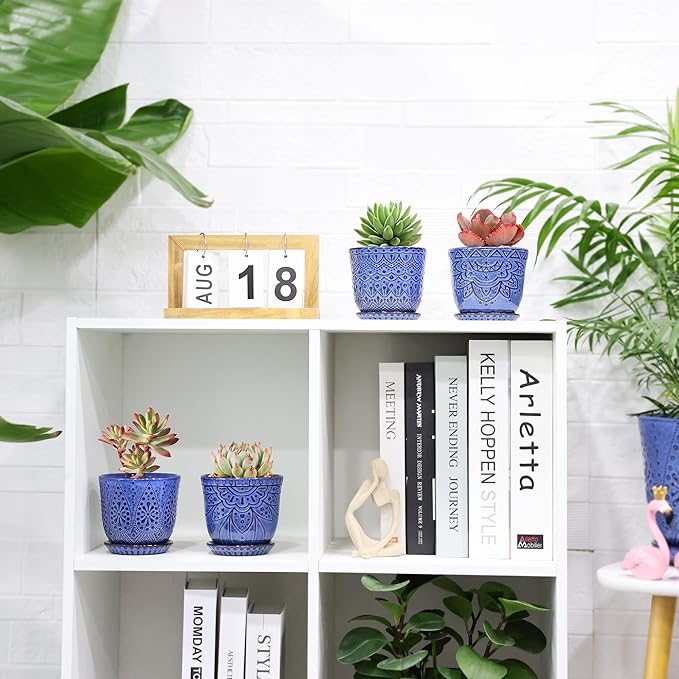 Gepege Ceramic Succulent Pots, 4 Inch Small Plant Pots - Image 4
