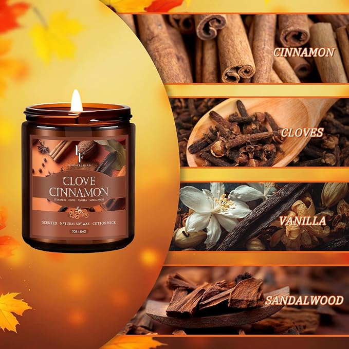 Fall Candle, Clove Cinnamon Scented Candles - Image 2