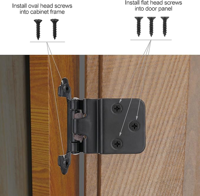 Matte Black Cabinet Hinges, 3/8” Inset, 10 Pack | - Image 5