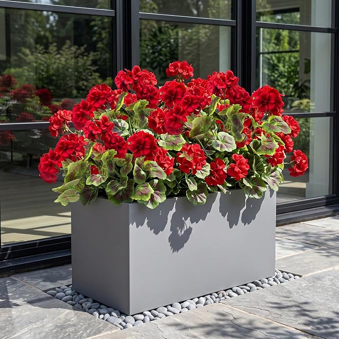 lovemoon 32 Pcs Artificial Geranium Plant Realistic Silk Flowers - Image 5