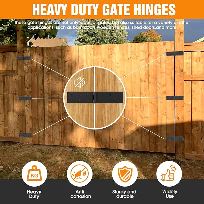 Heavy Duty Gate Hinges 270° Adjustable, screws included, heavy duty steel - Image 4