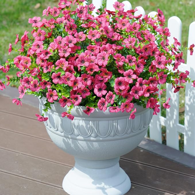 Artificial Fake Plants Flowers for Outdoor Decor 12 Bundles for Decor | Faux - Image 2
