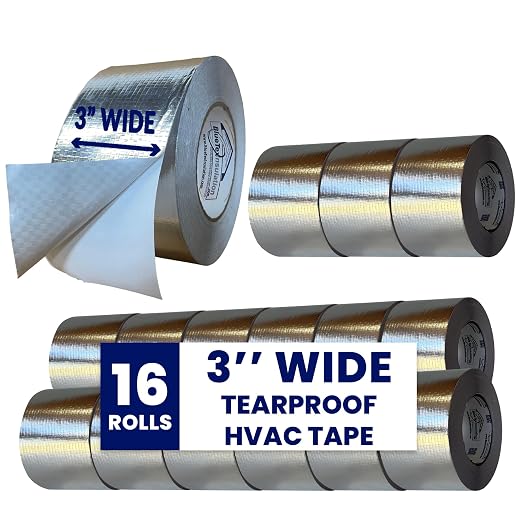 BlueTex Insulationㅤ HVAC Aluminum Foil Tape 3 inch x 150 ft, Tear-Proof HVAC by BlueTexInsulation