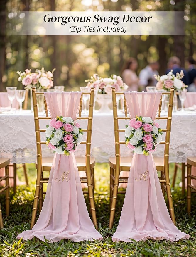 BLOSMON Flower Balls Wedding Centerpieces: 10 Pcs Pink White Fake Roses | 9.5 - Image 5