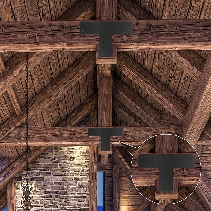 4 Pcs 12*8 Inch T Post Timber Brackets, Post to Beam Connector | - Image 5