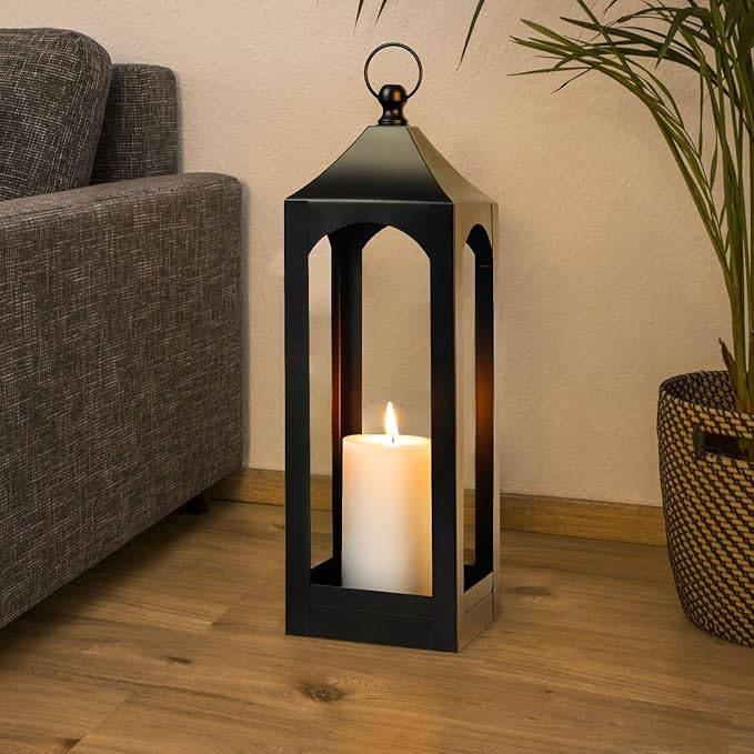 Modern Farmhouse Lantern Decor Metal Decorative Hanging Candle Lanterns | Ideal - Image 4