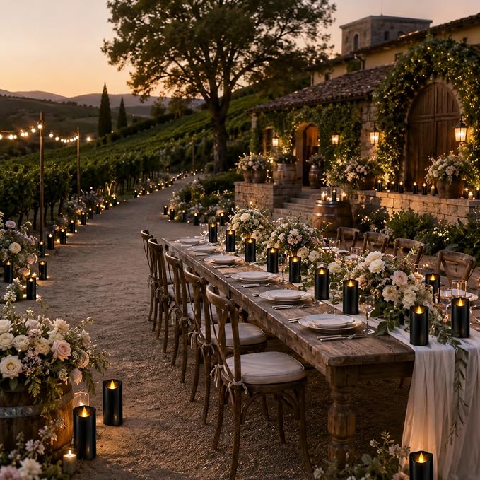 Flameless Candles 3"D X 6"H Set of 12 Outdoor Indoor Ivory Pillars Battery - Image 2