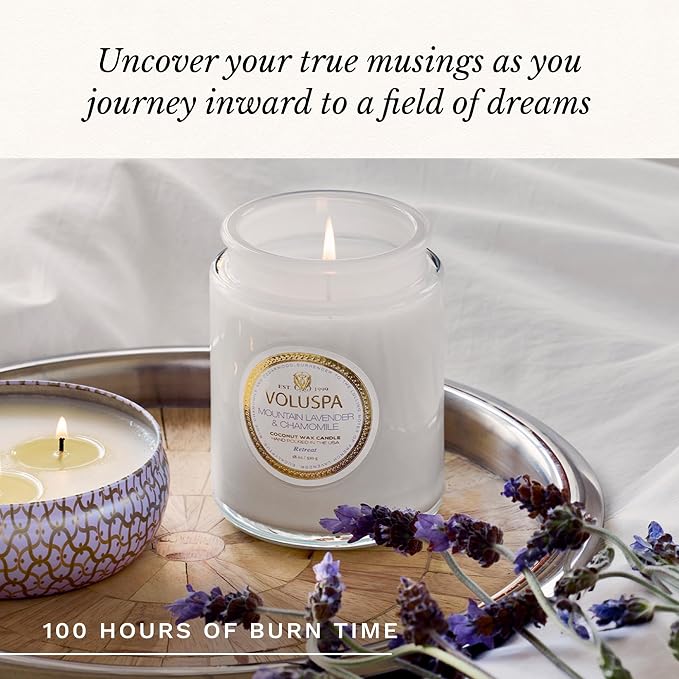 Voluspa Mountain Lavender Chamomile Candle Jar, 18 oz | Coconut Wax Blend - Image 5